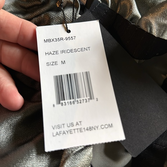 Lafayette 148 New York silver sleeveless blouse with grey under layer - Picture 6 of 7